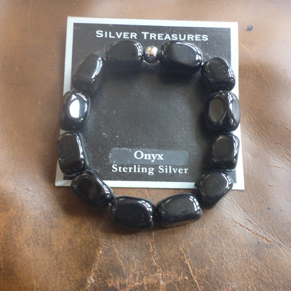 Onyx & Sterling Sliver Elastic Bracelet